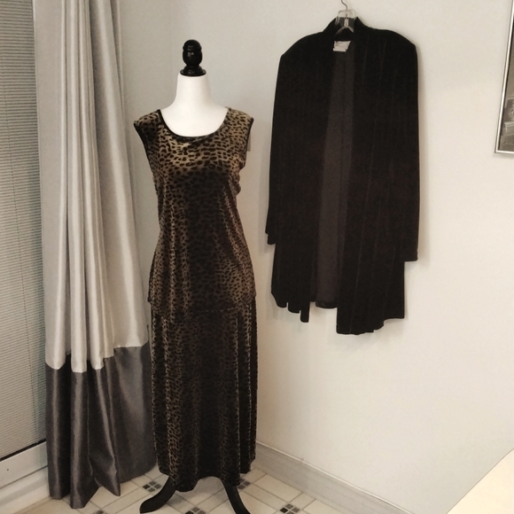 Vintage 3 pce Animal Print Skirt Set with Black Jacket - Picture 1 of 9